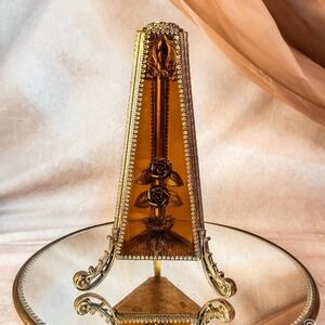 Ormolu Amber Glass Perfume Bottle/Vase